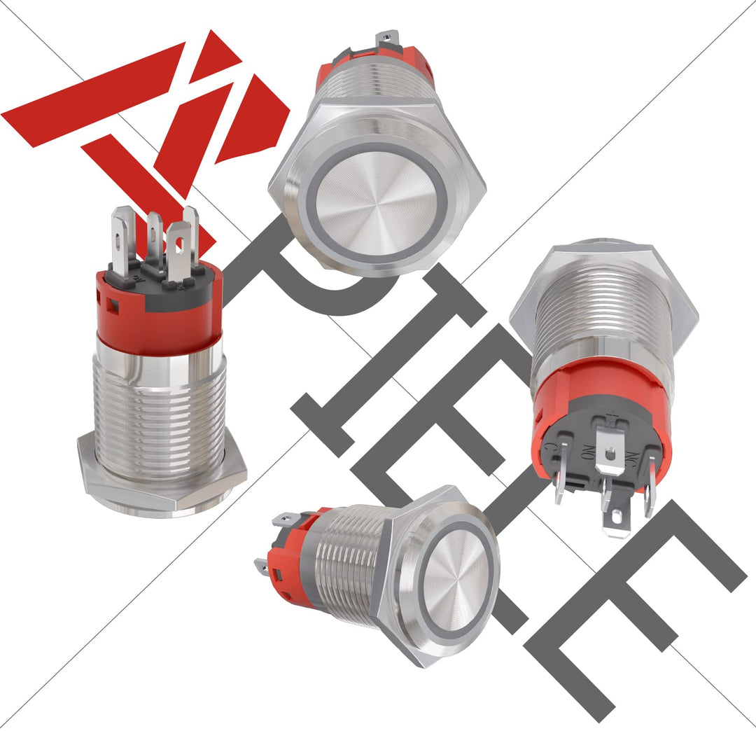 APIELE 16mm Latching Push Button Switch 12V DC On Off S