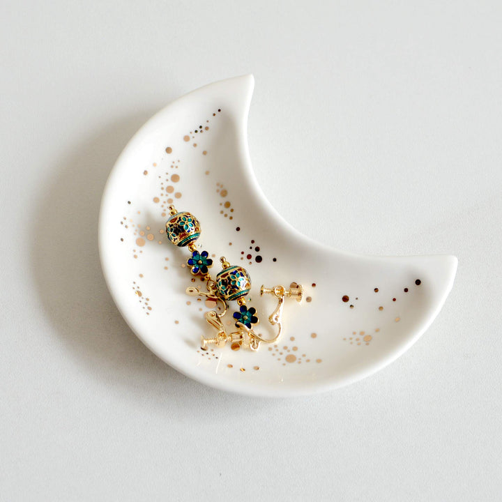 BIHOIB Small Moon Jewelry Dish Tray, Decorative Ceramic