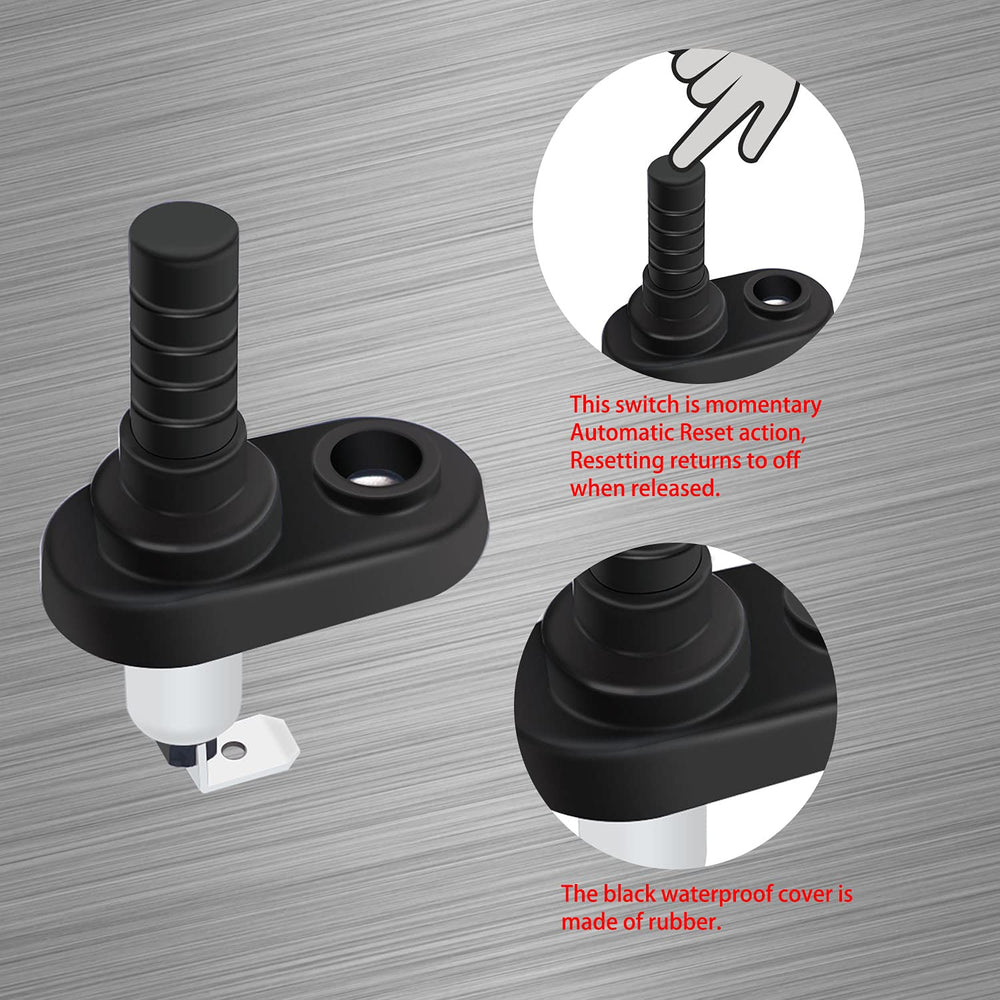 4Pcs 12V Mount Pin Switch Momentary Nickel Plated Universal Door Jamb Flange Light Hood Mount Switch with Rubber Boot for Car Boat K-025-L