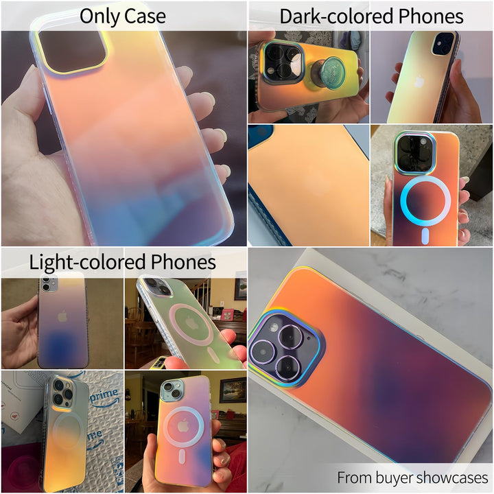Holographic Iridescent Phone case for iPhone 14 Pro Max, [10FT Drop Protection] Translucent Matte Hard PC Back with Soft Silicone Edge Slim Protective for iPhone 14 Pro Max Case 6.7