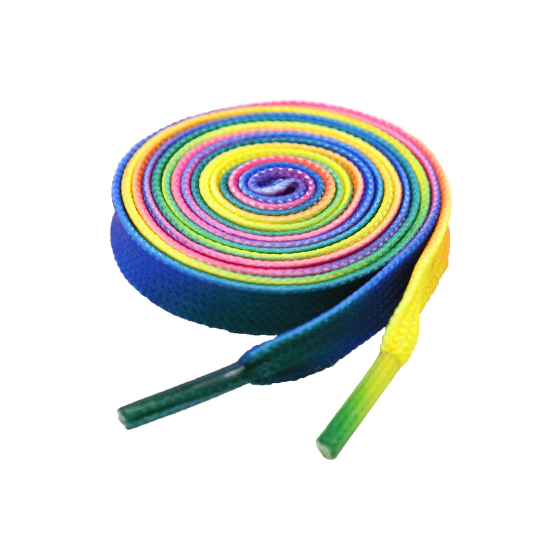 Rainbow Fun Shoelaces for Kids, Girls and Women, Colorful Pastel Shoe Laces with Metal Aglets 1 Pair (39 (100CM), Rainbow)
