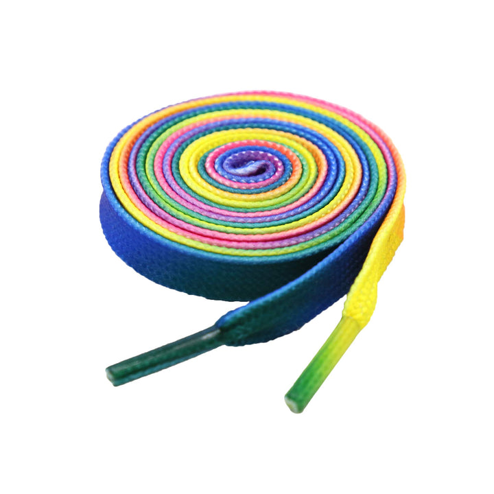 Rainbow Fun Shoelaces for Kids, Girls and Women, Colorful Pastel Shoe Laces with Metal Aglets 1 Pair (39 (100CM), Rainbow)