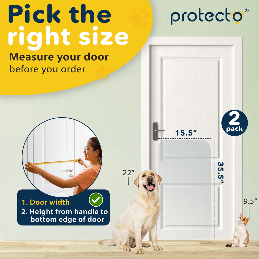 2 Pack Cat Dog Scratch Protector, 35.5x15.5 Indoor Outdoor, Easy Install on Door, Window, Glass, Screen
