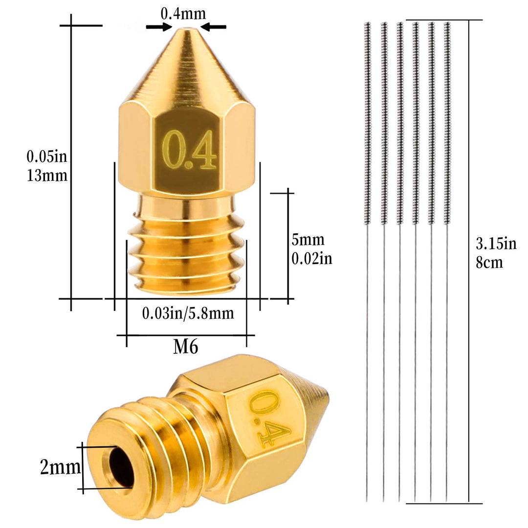 LUTER 3D Printer Nozzle Cleaning Kit, 10PCS 0.4mm 3D Printer Nozzles Extruder Nozzles for MK8 + 5PCS Stainless Steel Nozzle Cleaning Needles + 2PCS Tweezers + 2PCS Wrenches