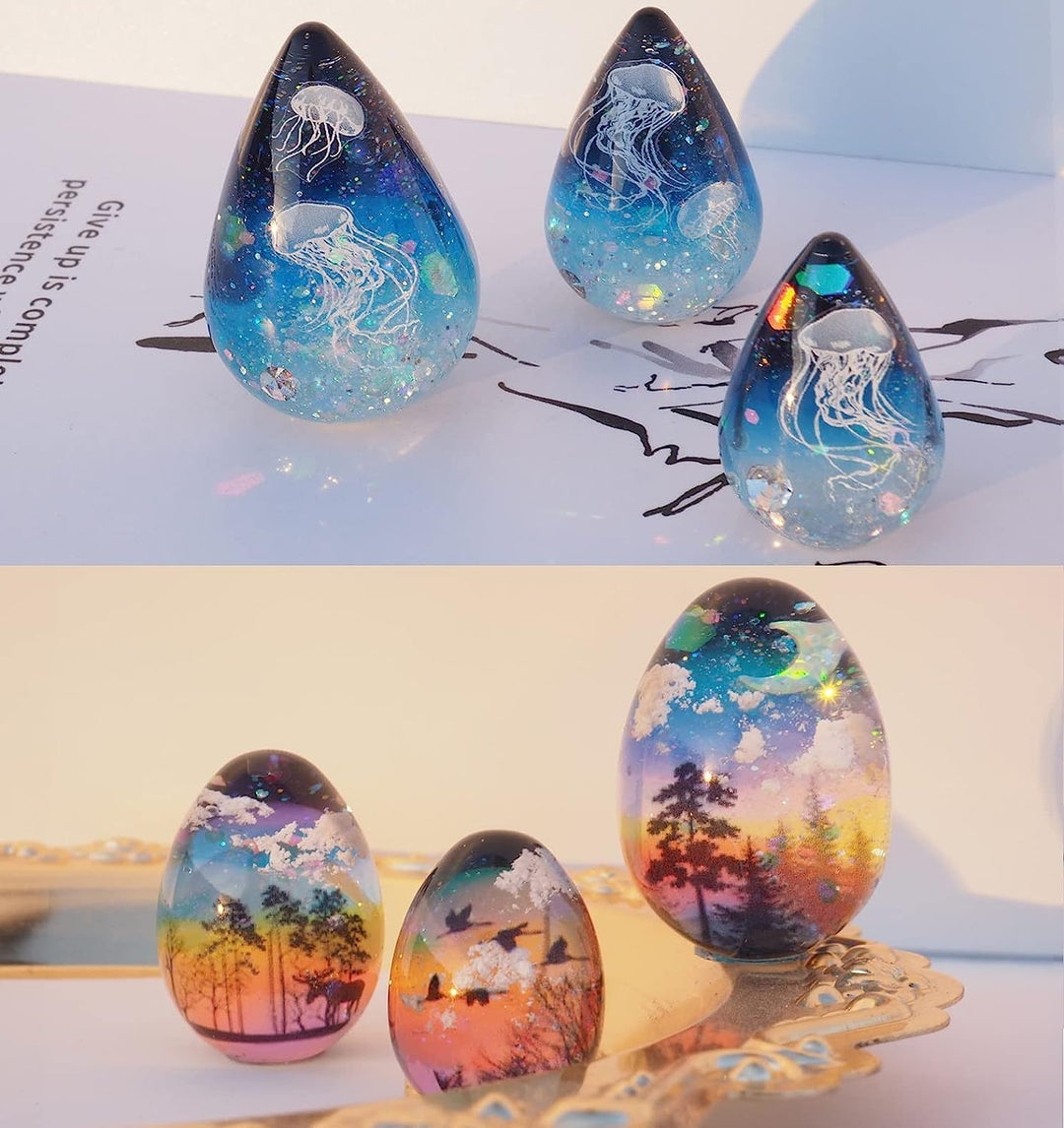 Eggs Ball Silicone Resin Molds for Jewelry Keychain, Epoxy Resin Ball Spheroid Necklace Stone Mold, Mini Orbs Pendant Casting Silicon Mold for UV Resin Crafts, DIY Easter Eggs Planet Jewelry Making