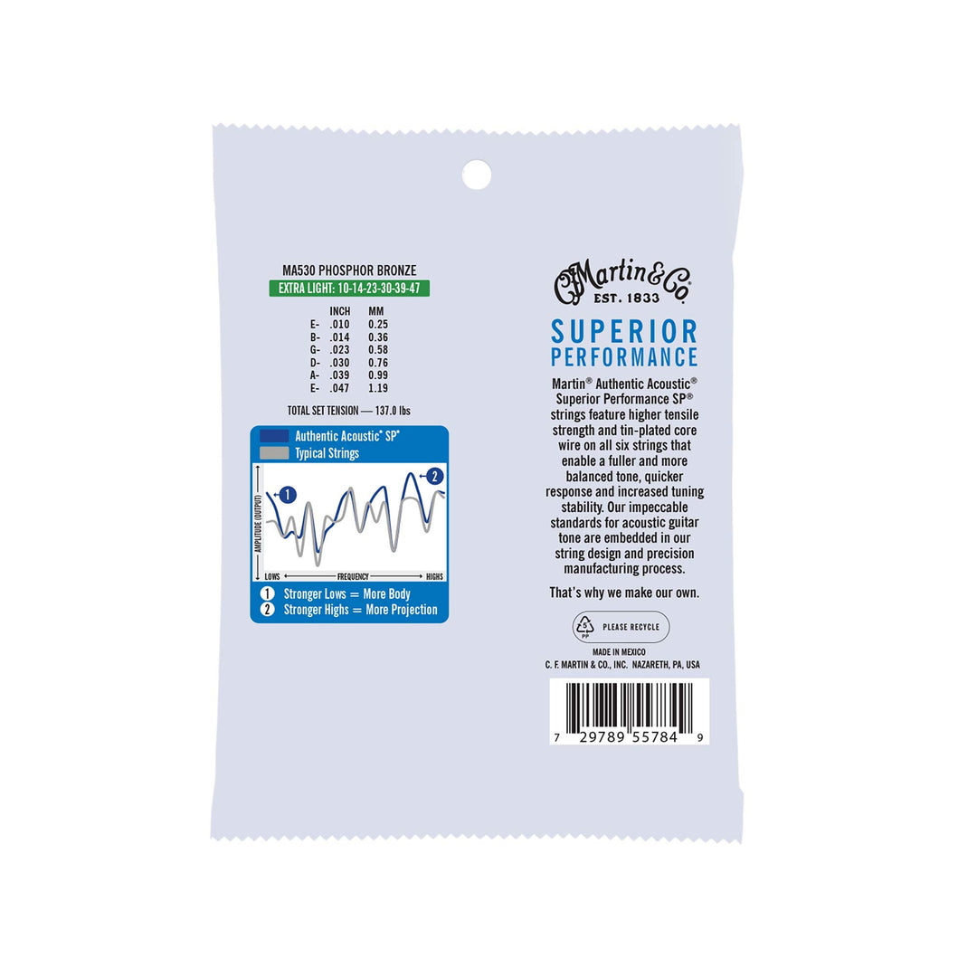 Martin Authentic Acoustic Guitar Strings, Superior Perf
