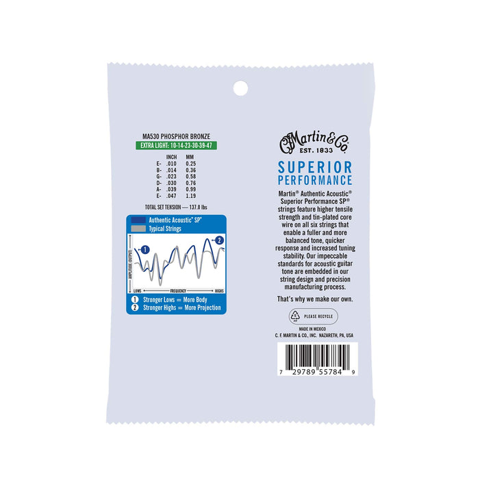 Martin Authentic Acoustic Guitar Strings, Superior Perf