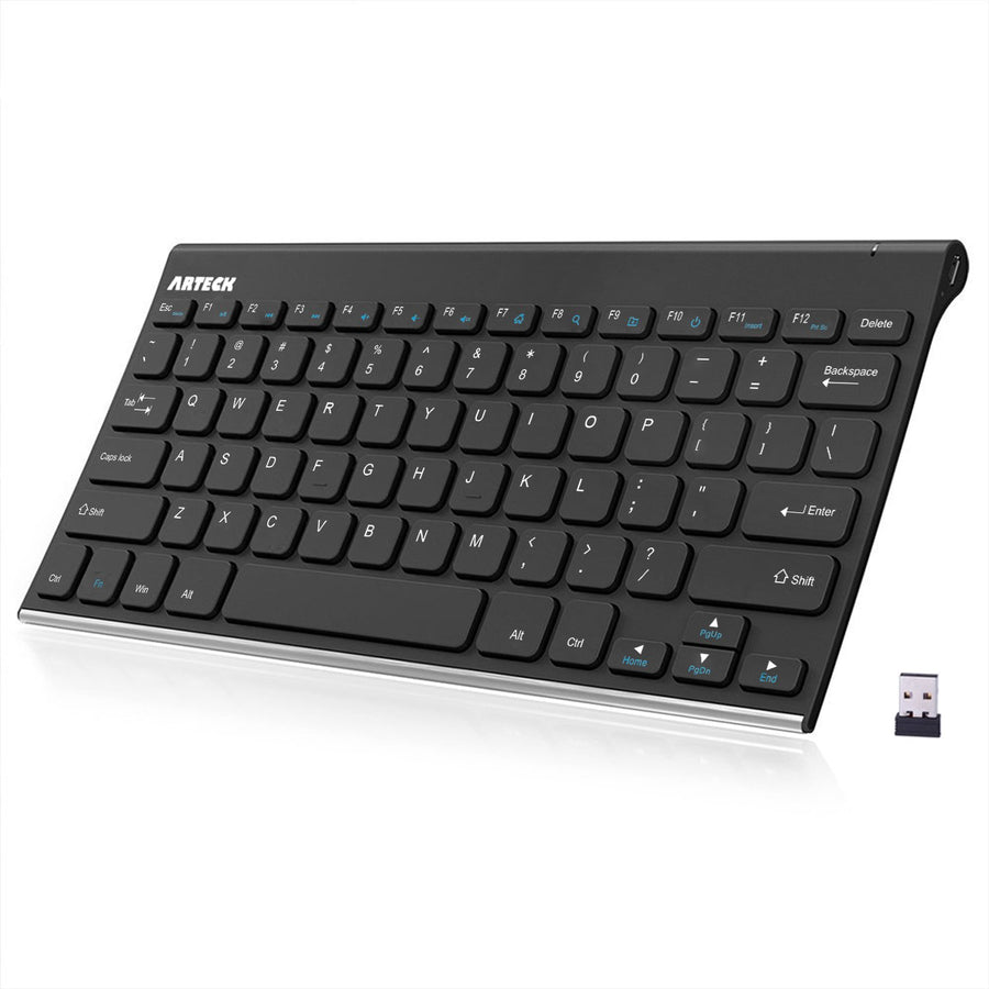 2.4G Wireless Keyboard Stainless Steel Ultra Slim Keyboard for Computer/Desktop/PC/Laptop/Surface/Smart TV and Windows 11/10 / 8/7 / Vista/XP Built in Rechargeable Battery