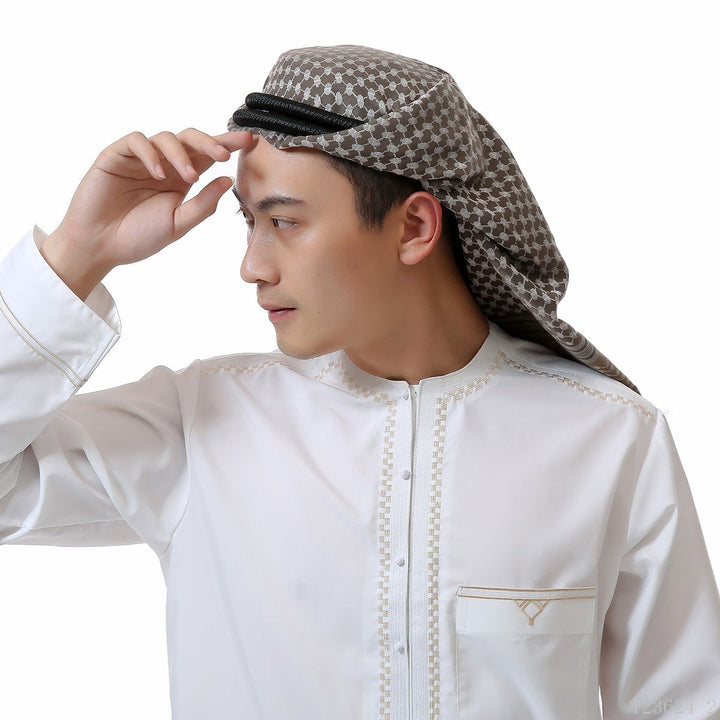 Scarf Headband Men Head Wrap Adjustable East Arab Desert Headband Turban Middle Dubai Head Kerchief Rope Mens Headband (Black 57CM)