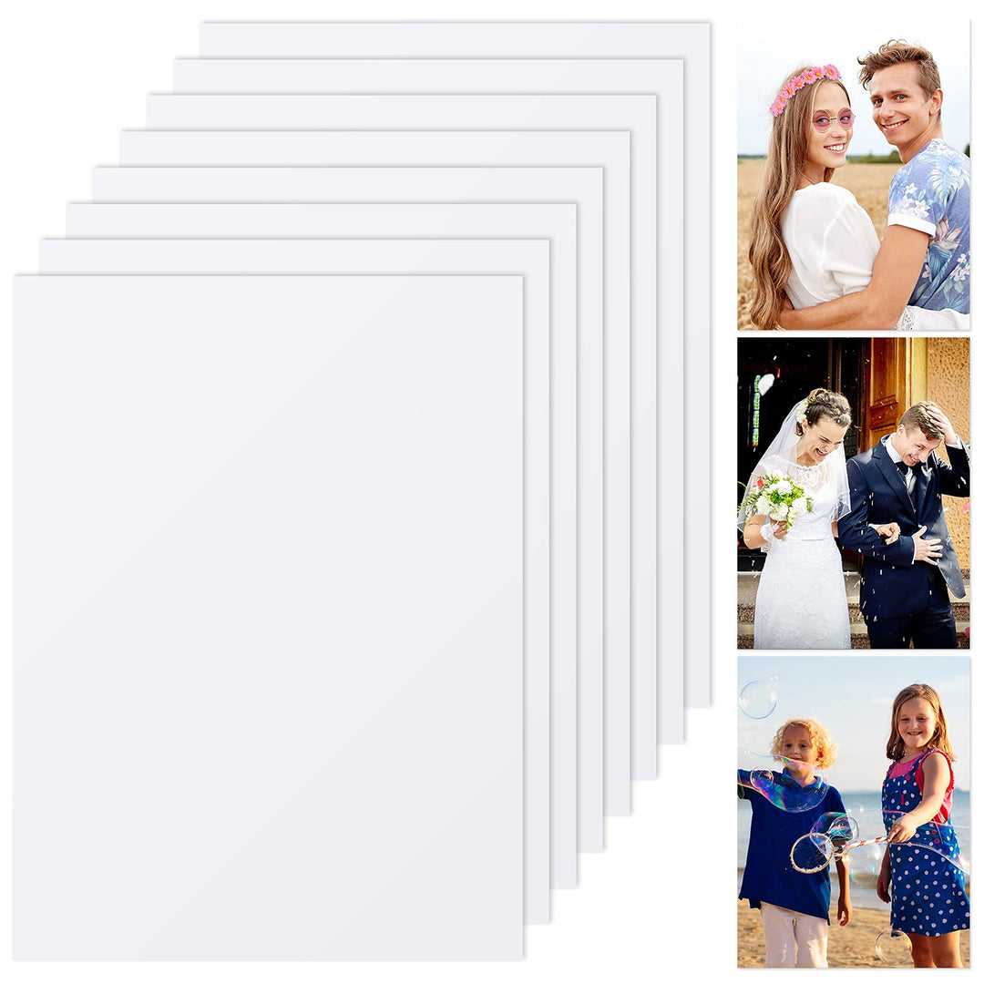 Hotop 8 Pieces Sublimation Metal Photo Blanks Aluminum Photo Sign Blank 6 x 8 Inch Photo Metal Wall Poster Frame Blank for Sublimation Heat Press, White