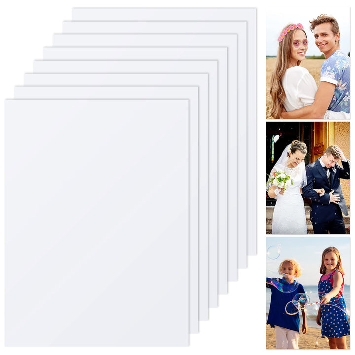 Hotop 8 Pieces Sublimation Metal Photo Blanks Aluminum Photo Sign Blank 6 x 8 Inch Photo Metal Wall Poster Frame Blank for Sublimation Heat Press, White