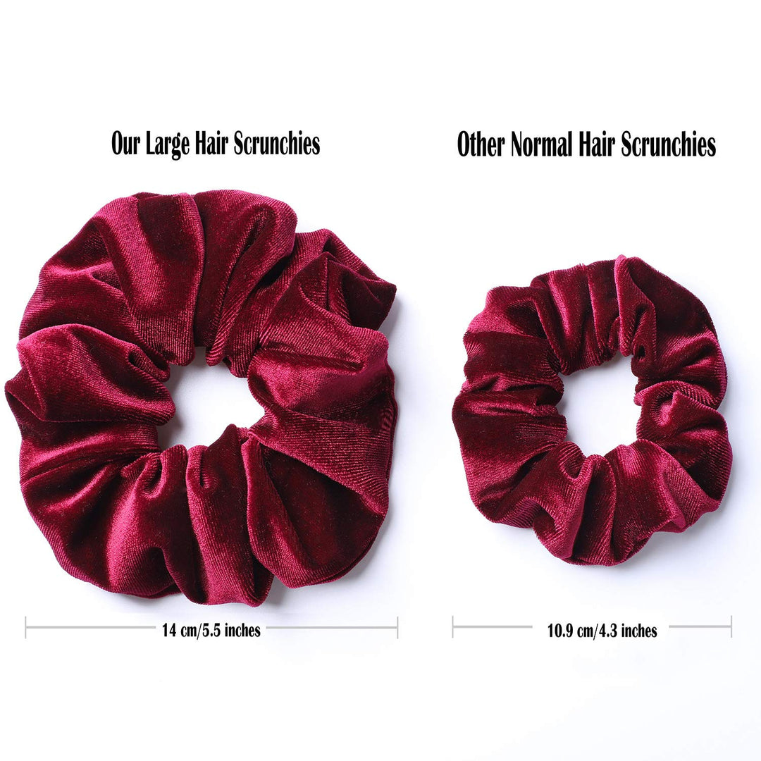 6 Big Hair Scrunchies Velvet Elastics Large Hair Bobble Scrunchy Hair Bands Women Soft Hair Ties, 6 Colors