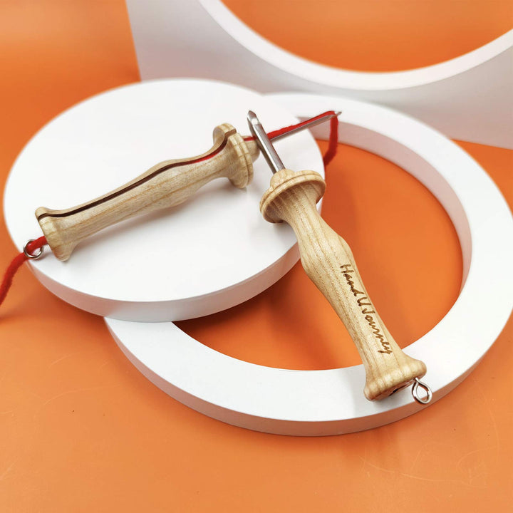 Hand U Journey 10# Regular Size Beech Wood Handle Punch Needle Rug Hooking Tool with Oxford Open-Side Design