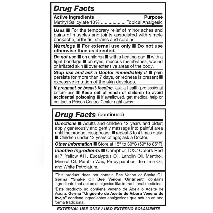 Aceite de Vibora con Veneno de Aveja 3 oz.
