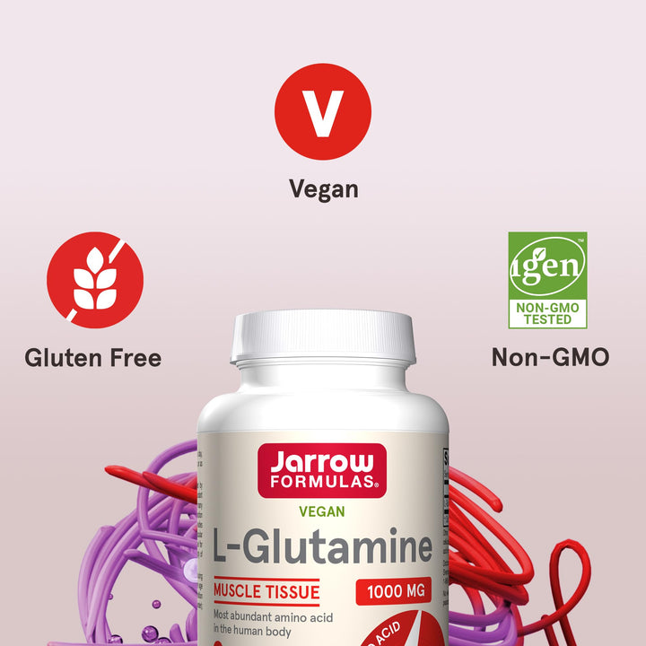 L-Glutamine 1000 mg, Dietary Supplement for Muscle Tissue, Multifunctional Amino Acid, Immune Support , 100 Easy-Solv Tablets, 50-100 Day Supply