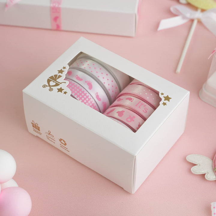 HUIHUANG Baby Pink Ribbon for Baby Shower Its Girl Pink