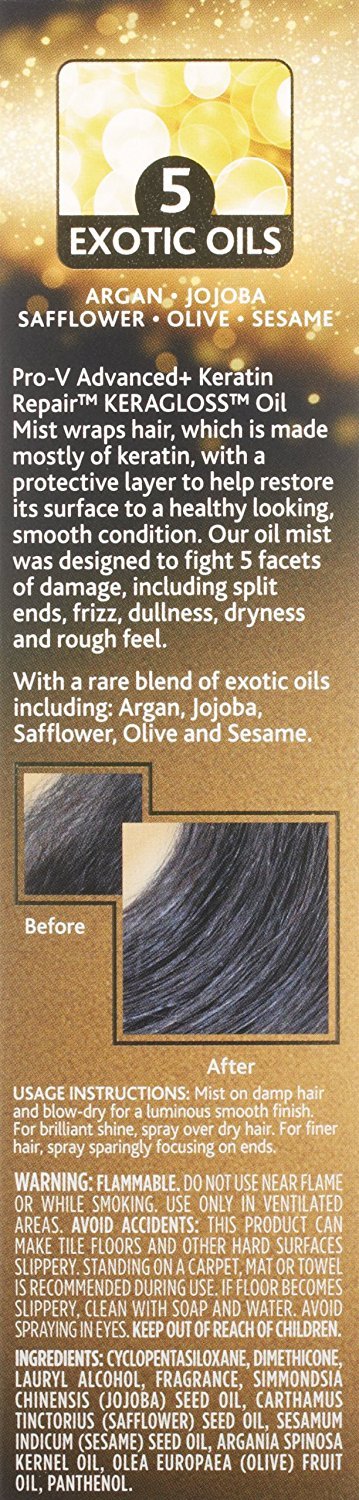 Pro-V Expert Collection Advanced+ Keratin Repair Keragloss Oil Mist, 3.4 Fluid Ounce