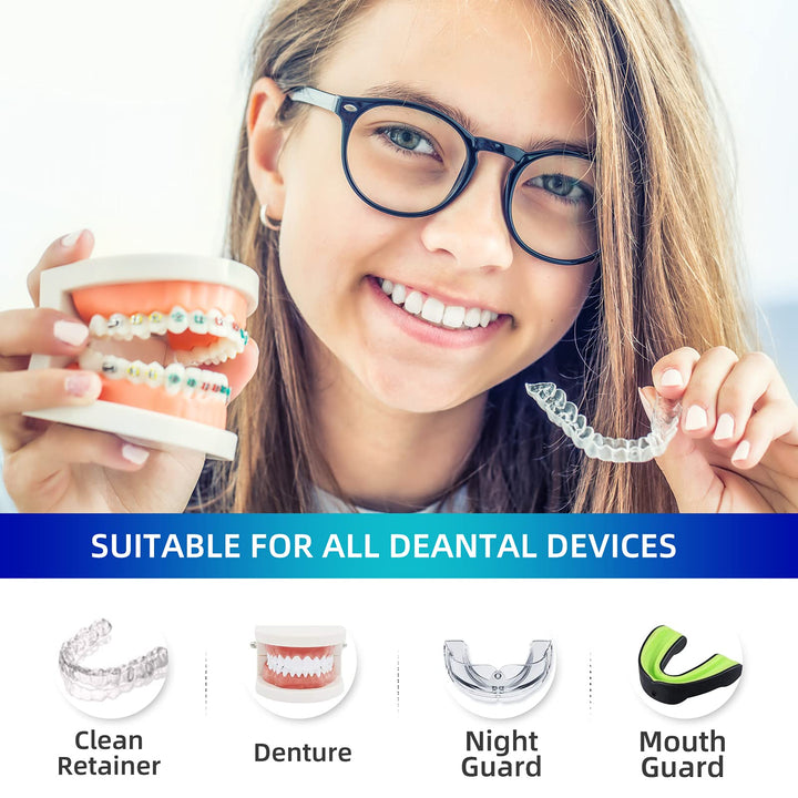 Retainer &amp; Denture Cleaner Tablets - 4 Months Supply (120 pcs) Dental Retainers for Aligner - Mouth &amp; Night Guards - False Teeth Whitening - Removes Odor &amp; Plaque (120 Pcs)