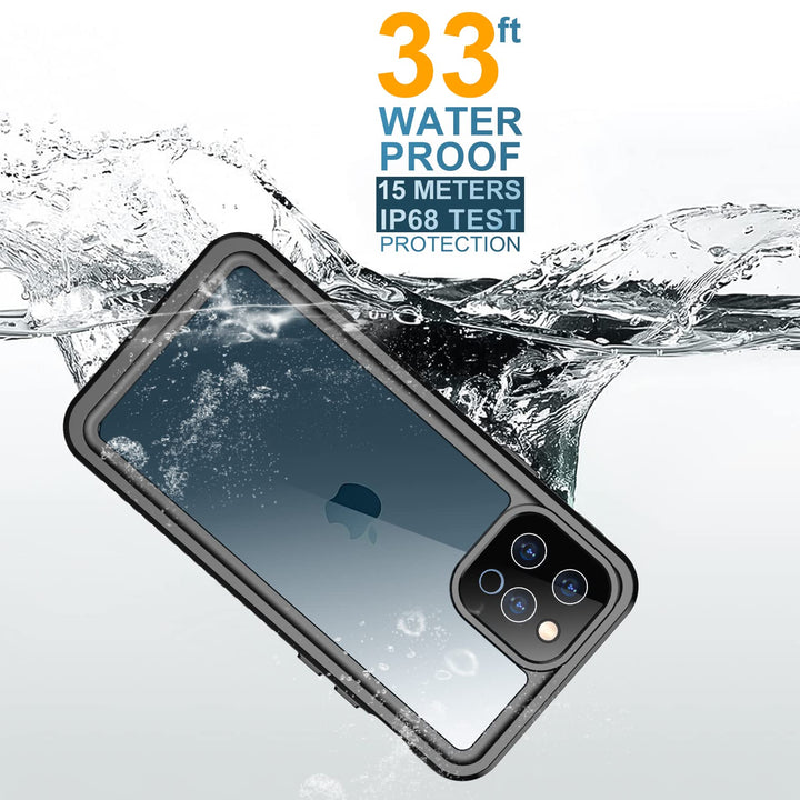 Case with Built-in Screen Protector Full Body Rugged Heavy Duty Shockproof Dustproof IP68 Waterproof Phone Case for iPhone 12 Pro Max 6.7 inch (Black)