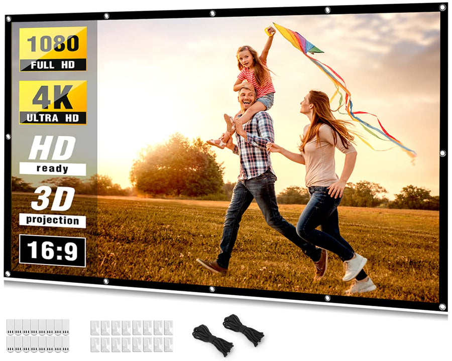 Projector Screen 100 inch, Taotique 4K Movie Projector 