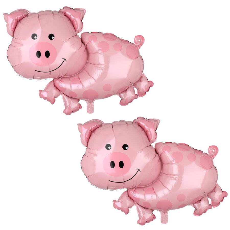 2 Pcs Pink Pig Shaped Jumbo Mylar Foil Balloon Farm Animal Themed Party Decorations Birthday Baby Shower Decor Supplies