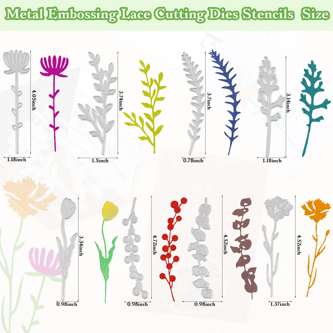 24 Pieces Flower Metal Cutting Dies Wildflowers Cutting Die Flower Leaves Embossing Stencils for Card Making Thanksgiving Christmas Craft Dies Cut for Crafts Scrapbook Album Paper Card Decoration