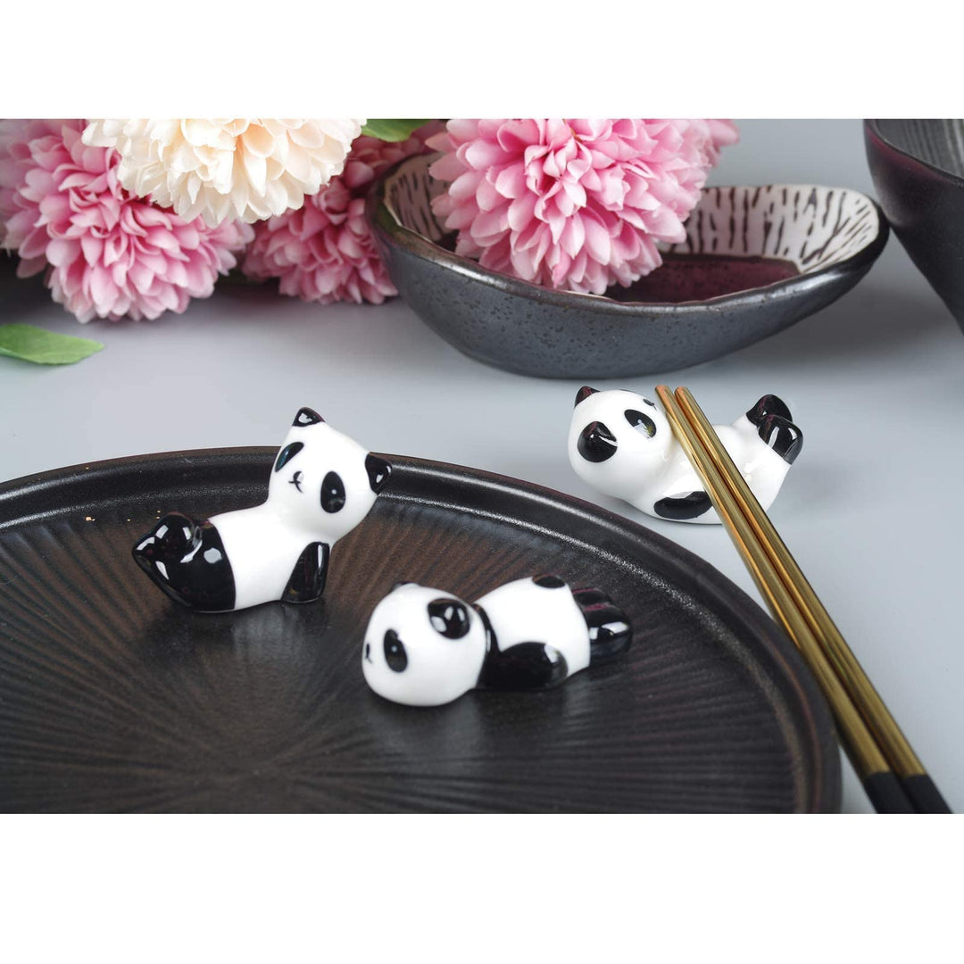6PCS Cute Ceramic Panda Chopsticks Rest Rack Stand Holder for Chopsticks, Ceramic Ware Chopsticks Stand Rest Rack,Gift for Boys Girls Kids