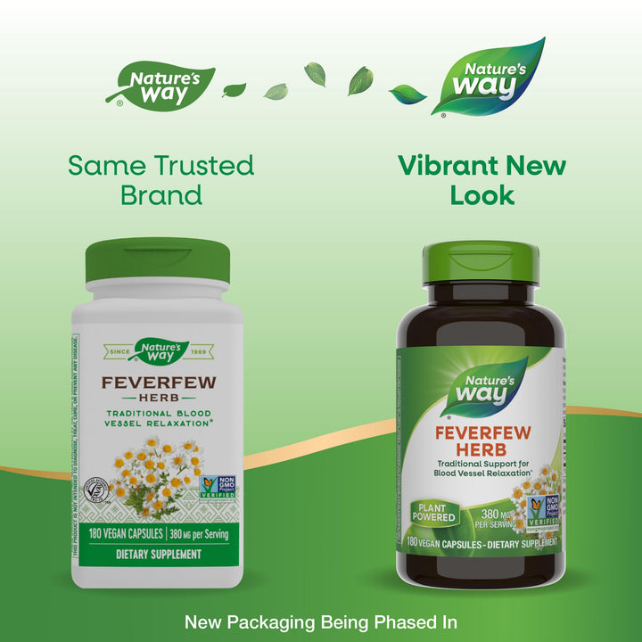 Nature&#39;s Way, Feverfew Herb, 380 mg, 180 Veggie Caps