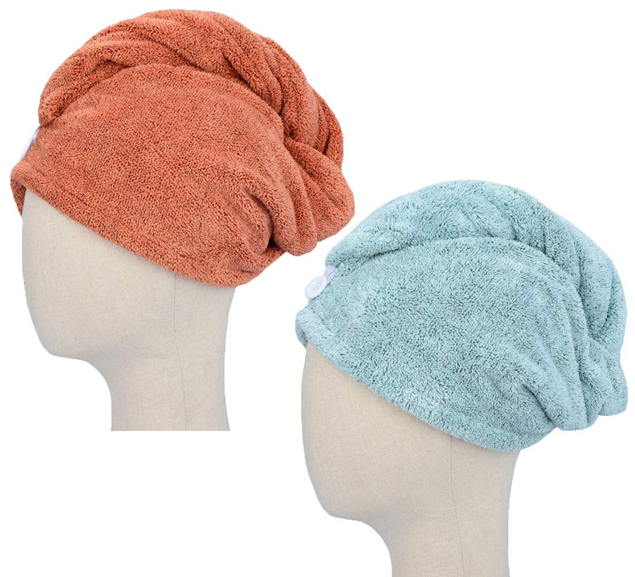 Microfiber Hair Drying Towel Turban Twist for Long Hair Magic Instant Dry Hair Towel Wrap Fast Drying Absorbent Cap Great Gift for Women and Girls 2-Pack