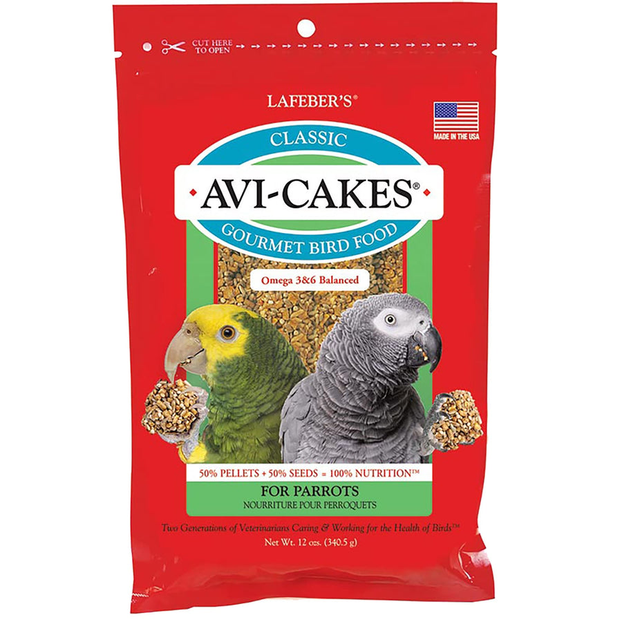 Classic Avi-Cakes Pet Bird Food, Made with Non-GMO and Human-Grade Ingredients, for Parrots, 12 oz