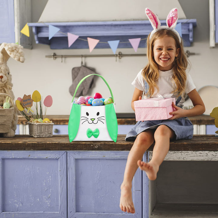 Ekoropshop Easter Basket Egg Bags for Kids Personalized Candy Egg Basket Rabbit with Fluffy Ears Gifts Bags for Easter Party Favor