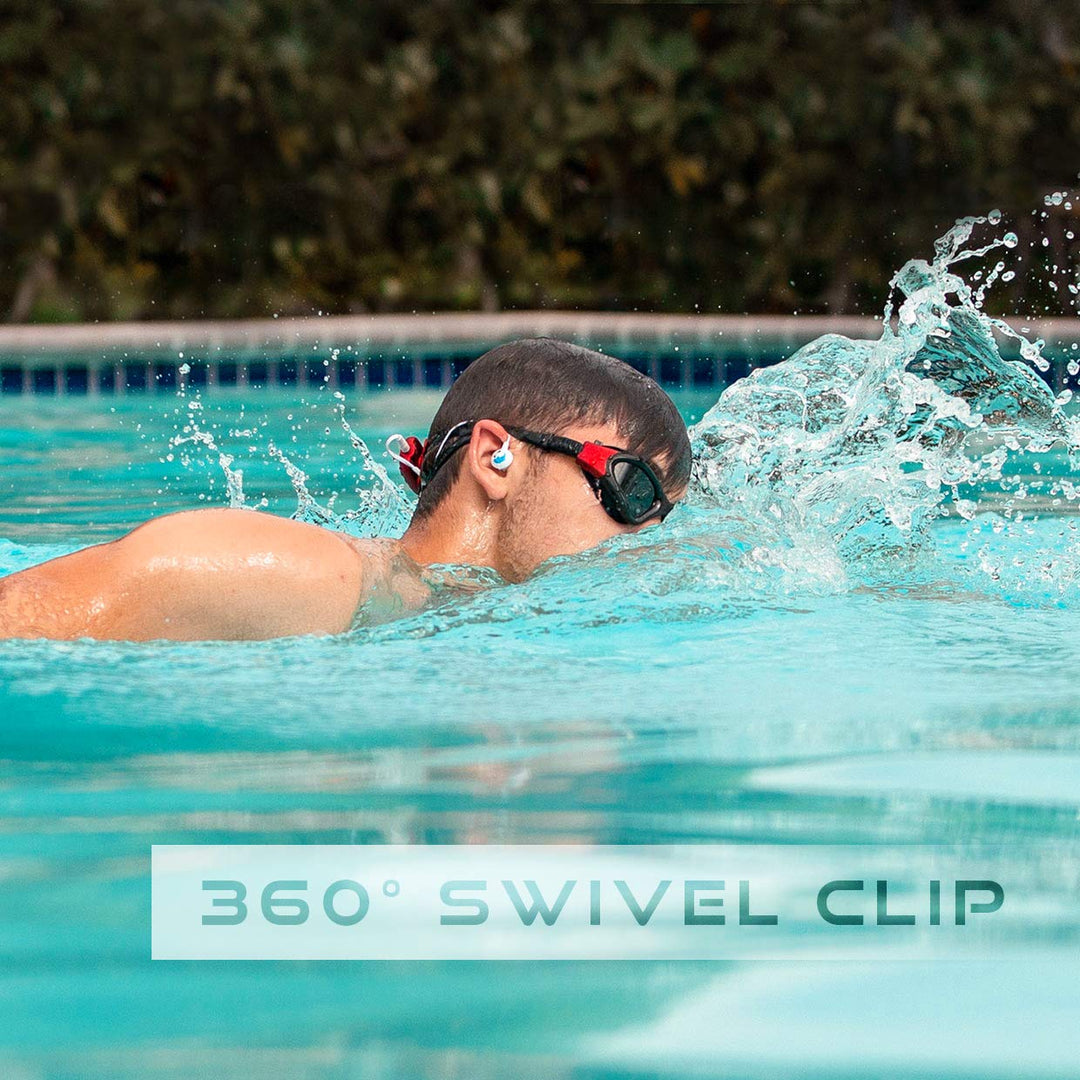 100% Waterproof SYRYN Swimbuds Sport Bundle for Swimming with Music | 8 GB (2,000 Songs or 138 Hours of Audio) | Drag and Drop MP3, AAC, M4a, FLAC Using PC or Mac | No Apple Music, No Spotify