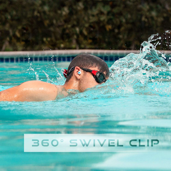 100% Waterproof SYRYN Swimbuds Sport Bundle for Swimming with Music | 8 GB (2,000 Songs or 138 Hours of Audio) | Drag and Drop MP3, AAC, M4a, FLAC Using PC or Mac | No Apple Music, No Spotify