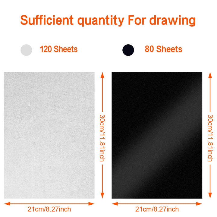 Transfer Paper Tracing Paper for Drawing Trace Paper - PSLER Translucent Tracing Paper on Artist Lettering Sketch Drawing for Pencil Ink Markers (Black &Transparent)