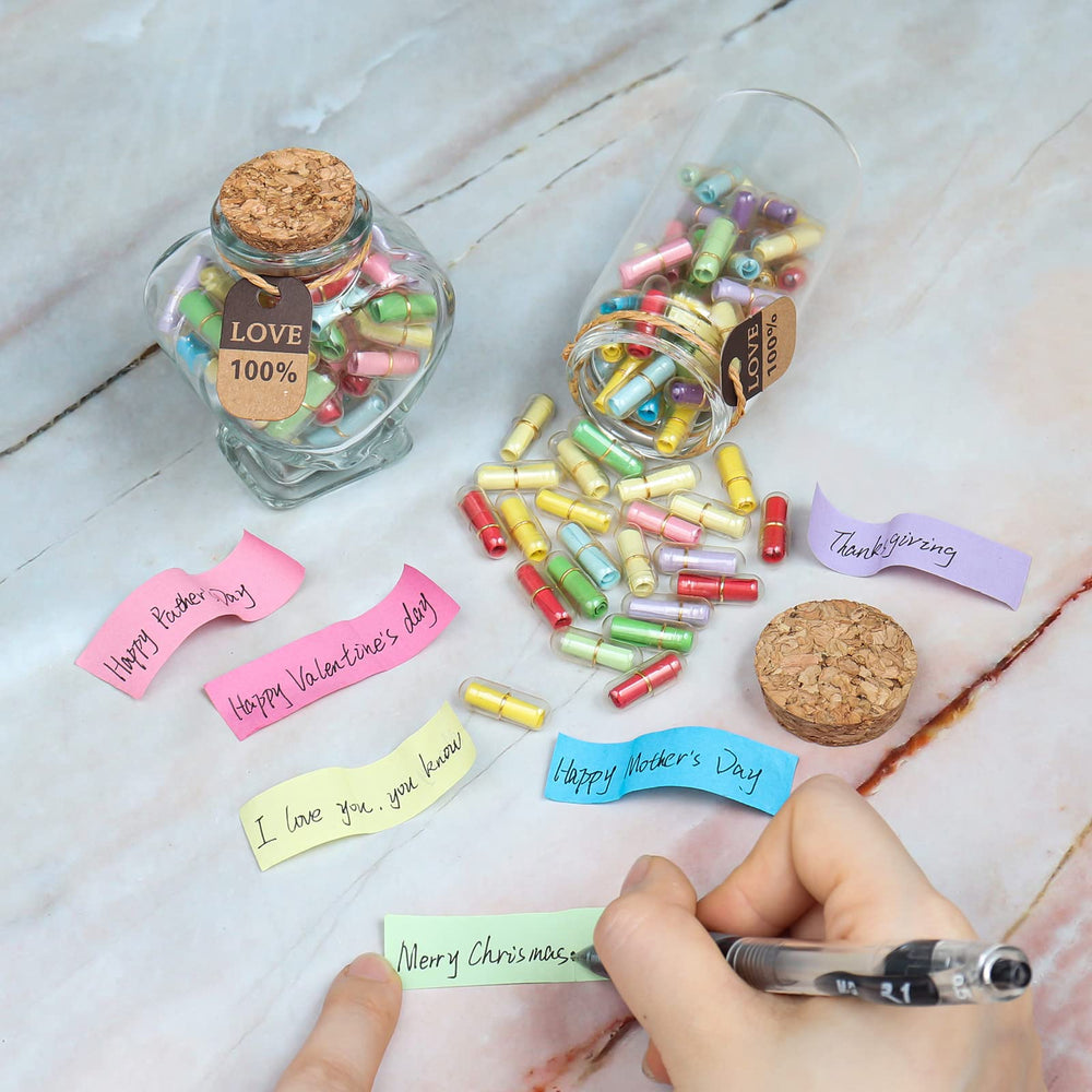 Capsule Letters Message in a Bottle,Lovely Notes Couples Gifts, Birthday Christmas Anniversary Valentines Mothers Day Gifts. (Transparent Color 51PCS)