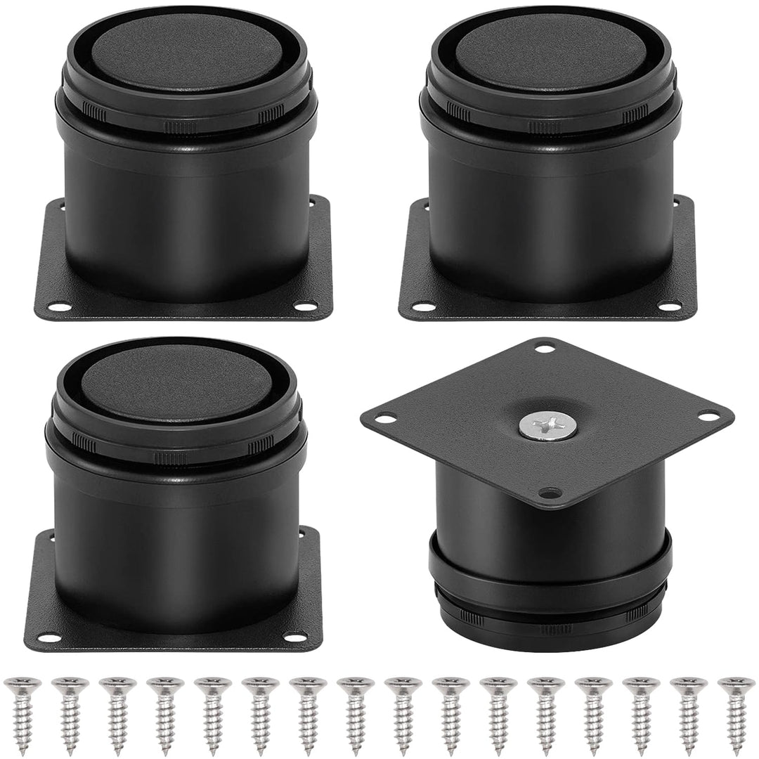 4-Pack 2 Inch Stainless Steel Furniture Legs Cabinet Adjustable Round Kitchen Feet for DIY Furniture+16pcs Stainless Steel Screw (Black 50x50mm)