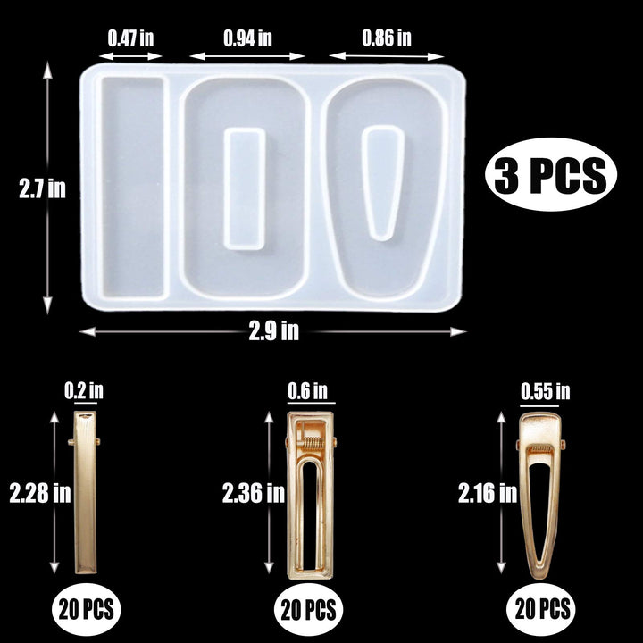 63PCS Resin Molds DIY Hair Clip Jewelry Casting Mold,Resin Hair Clips Mold for Hair Pin Making, Hair Pin Silicone Resin Molds for Epoxy Resin Crafts