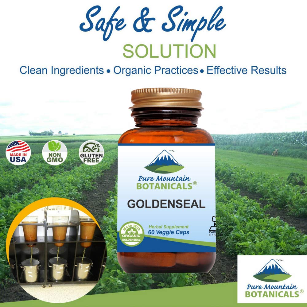 Goldenseal Capsules - Kosher Vegan Caps with 250mg Organic Goldenseal Root
