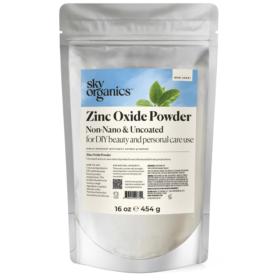 - Zinc Oxide Powder, 16 oz - Non-Nano & Uncoated - Make Your Own Lotion, Deodorant, Cream, Soap - DIY Essentials - Resealable Bag - Natural, Vegan & Cruelty Free - Beauty & Personal Care