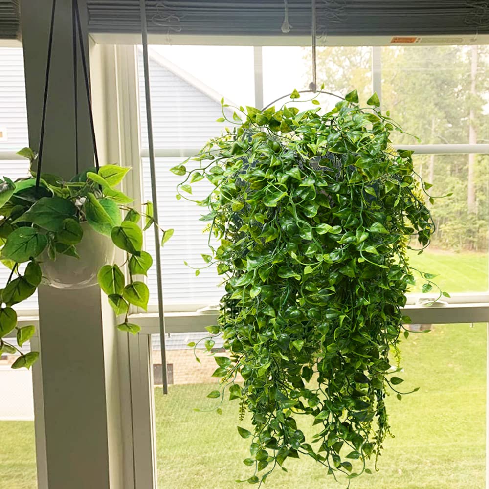 CLONG 2pcs Artificial Hanging Plants 32-in Fake Hanging