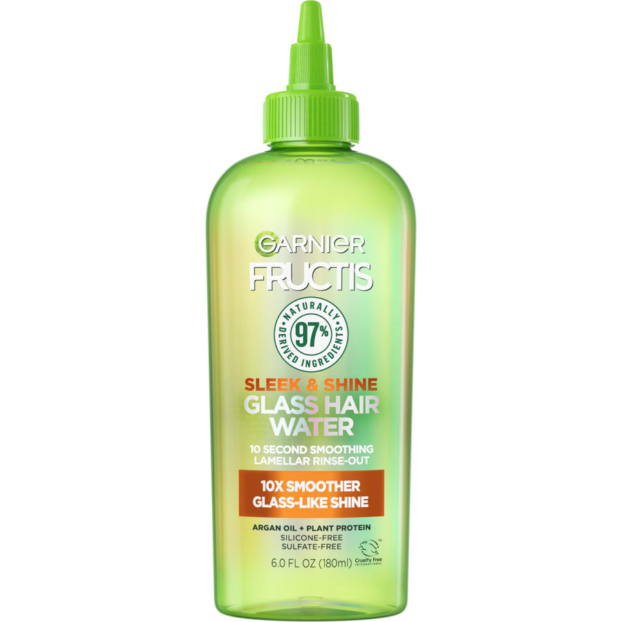 Fructis Sleek & Shine Glass Hair Water 10 Second Liquid Rinse Out, 98 Percent Naturally Derived Lamellar, for Shiny Hair