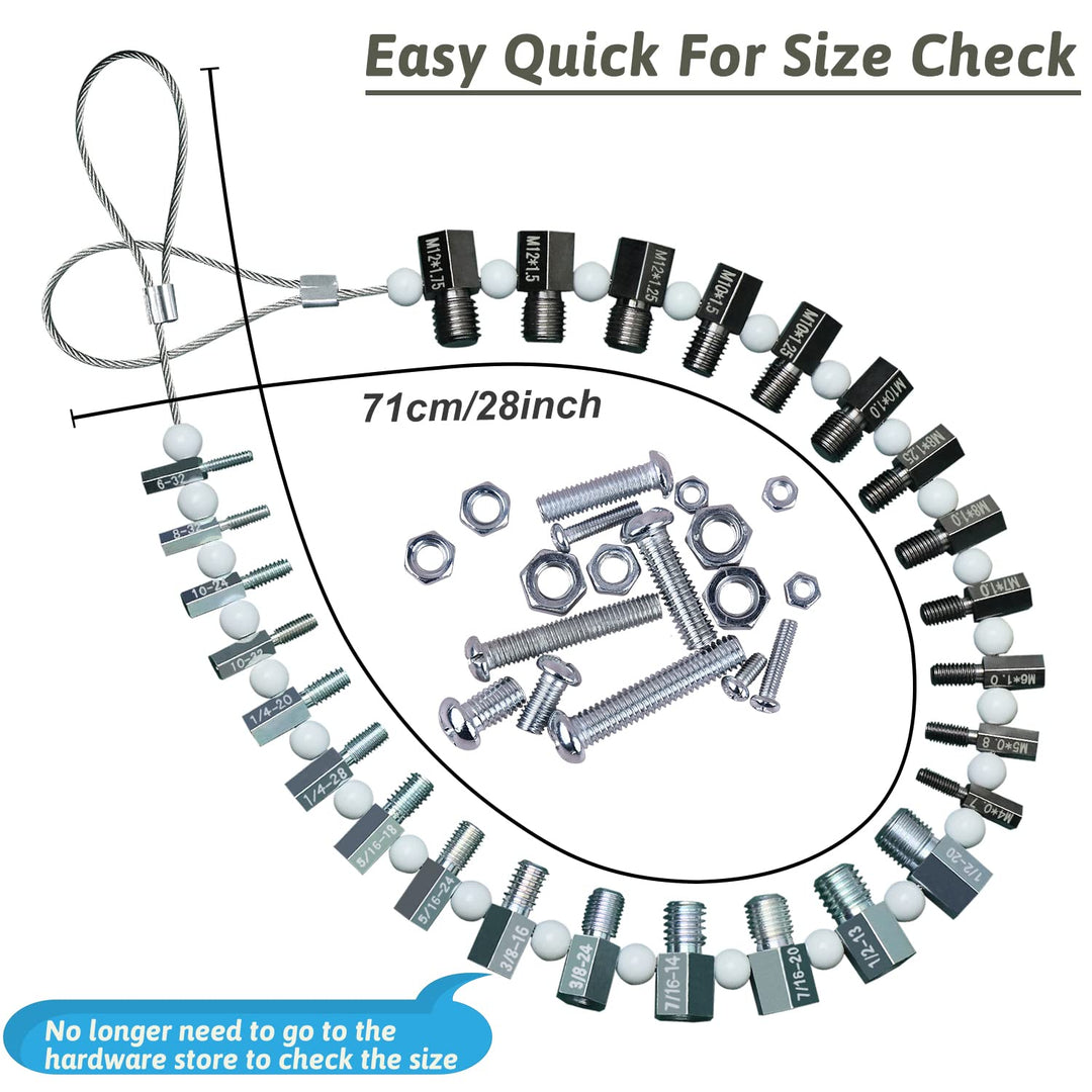 Nut &amp; Bolt Thread Checker (Complete SAE/Inch and Metric Set) - 26 Male/Female Gauges - 14 Inch &amp; 12 Metric - Quickly Checking Nuts and Bolts Inch or Metric and Verifying The Size and Thread Pitch