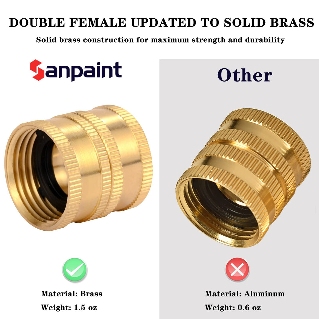 2 Pack 3/4 Garden Hose Connector with Dual Swivel for Male Hose to Male Hose, Double Female