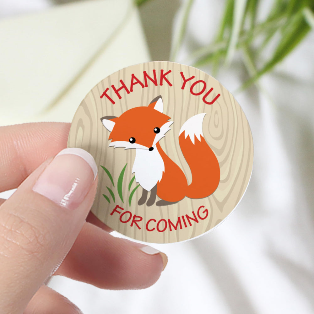 Woodland Fox Baby Shower Thank You Stickers - 1.75 in - 40 Labels