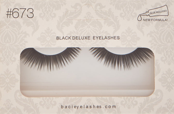 Baci Natural Look Style No.673 Deluxe Eyelashes with Adhesive Included, Black