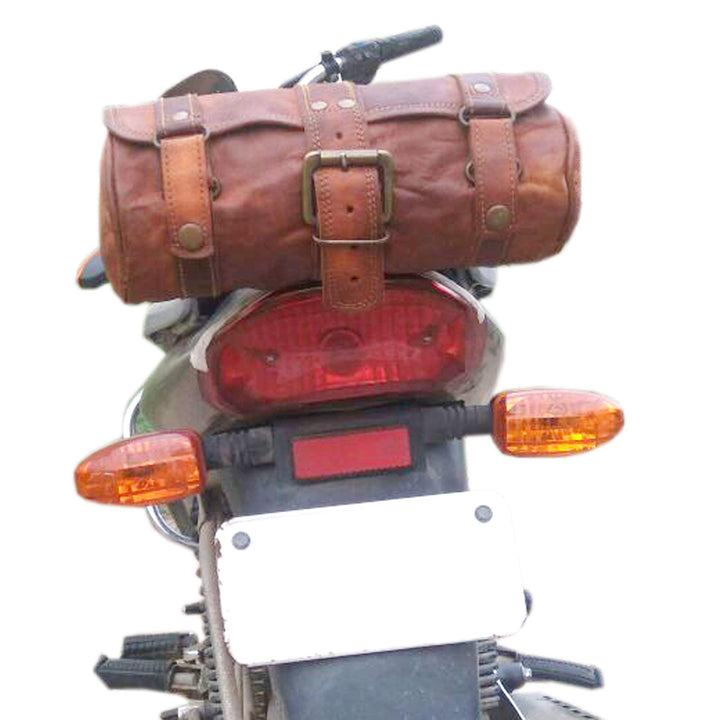 Handmade Genuine Leather Natural Brown Motorcycle | Bicycle | Bike Saddle Bag Cycling Bag Small Size Without Oil-Polish