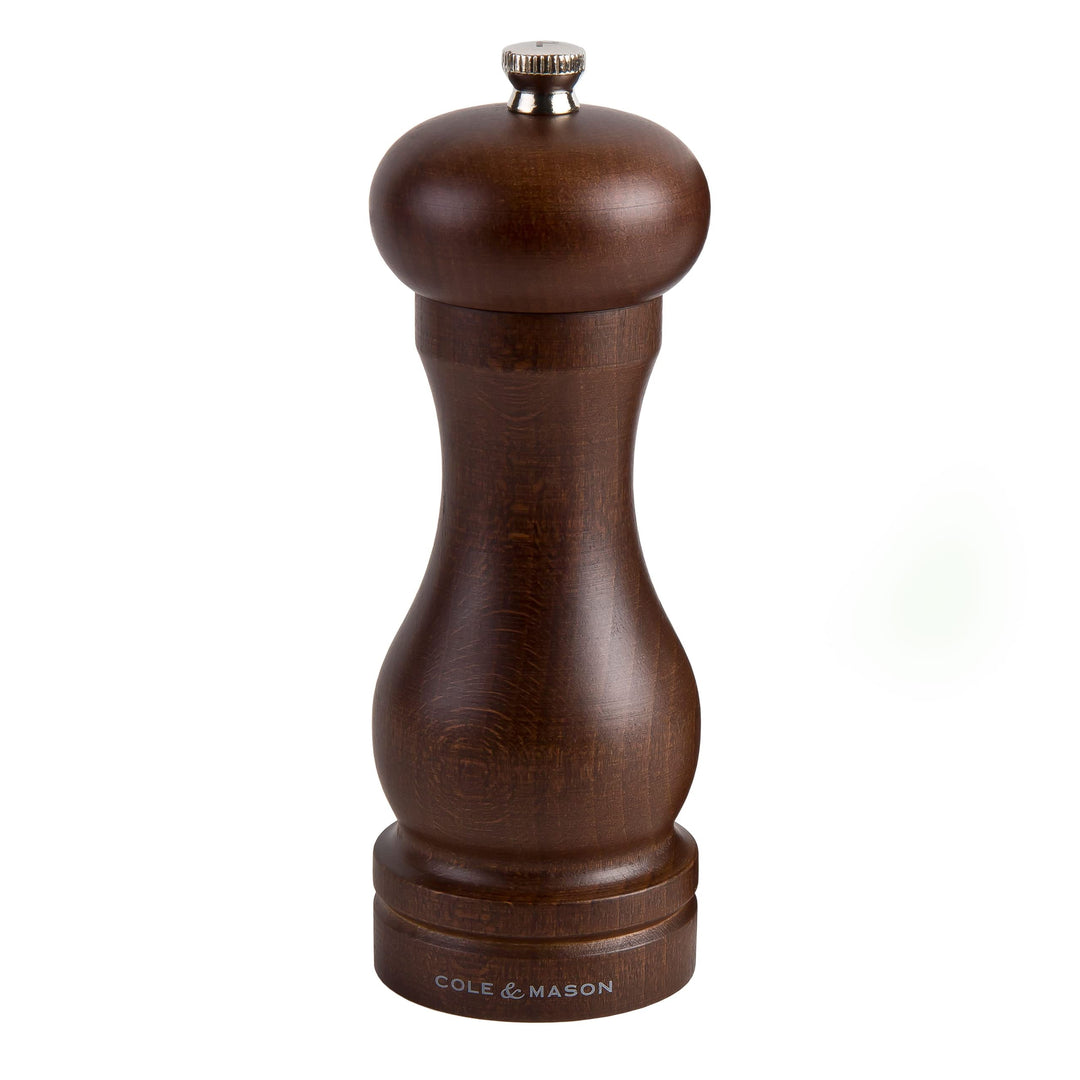 COLE &amp; MASON Capstan Wood Pepper Grinder - Wooden Mill Includes Precision Mechanism, 6.5 inch