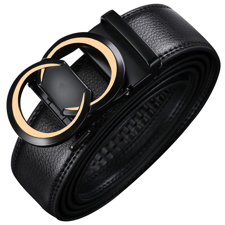 Ratchet Belt for Men, Mens Belt Leather Designer 1 3/8 for Casual Jeans, Black Fashion Belts