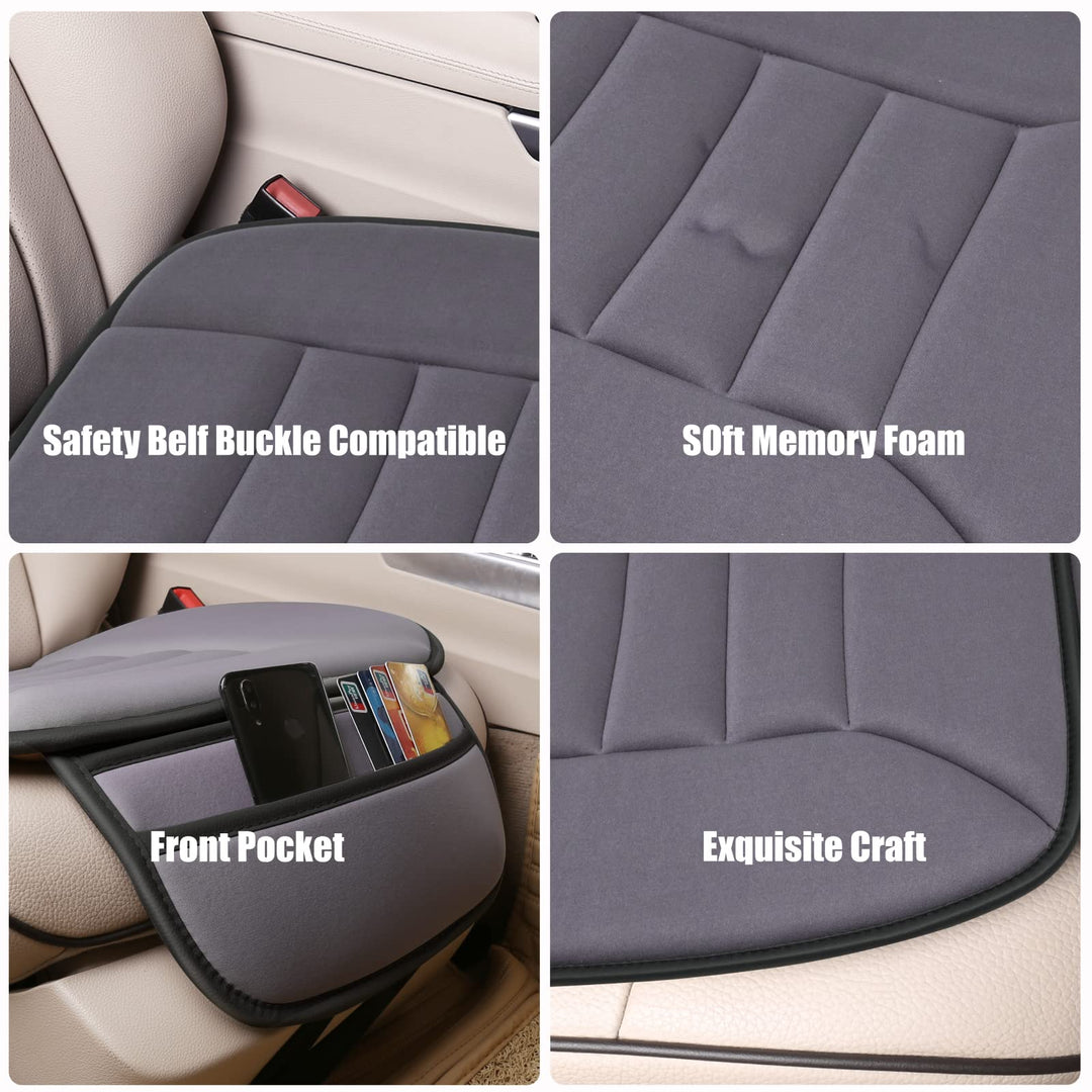Premium Car Seat Cushion, Driver Seat Cushion with Comfort Memory Foam &amp; Non-Slip Rubber Bottom, Car Seat Pad Works with 95% of Vehicles and Office Chair or Home (Grey)