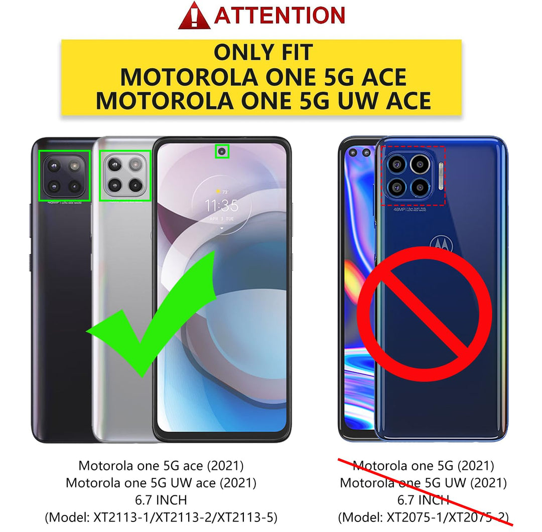 V/A for Motorola One 5G Ace Case with Built-in Screen Protector, Full Body Protection Shockproof Cover Case, [Rugged PC Front Bumper + Soft TPU Back Cover] Armor Protective Phone Case (Black)